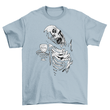 Dark Horror Zombie Skeleton Cheer Making Toast Halloween T-shirt