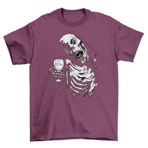 Dark Horror Zombie Skeleton Cheer Making Toast Halloween T-shirt