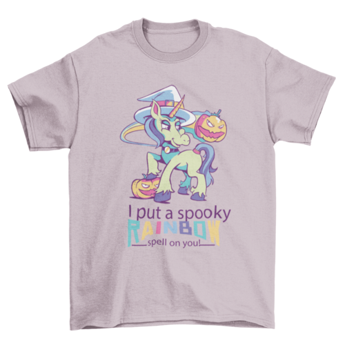 Witch Unicorn Halloween w/ quote I PUT A SPOOKY RAINBOW SPELL ON YOU
