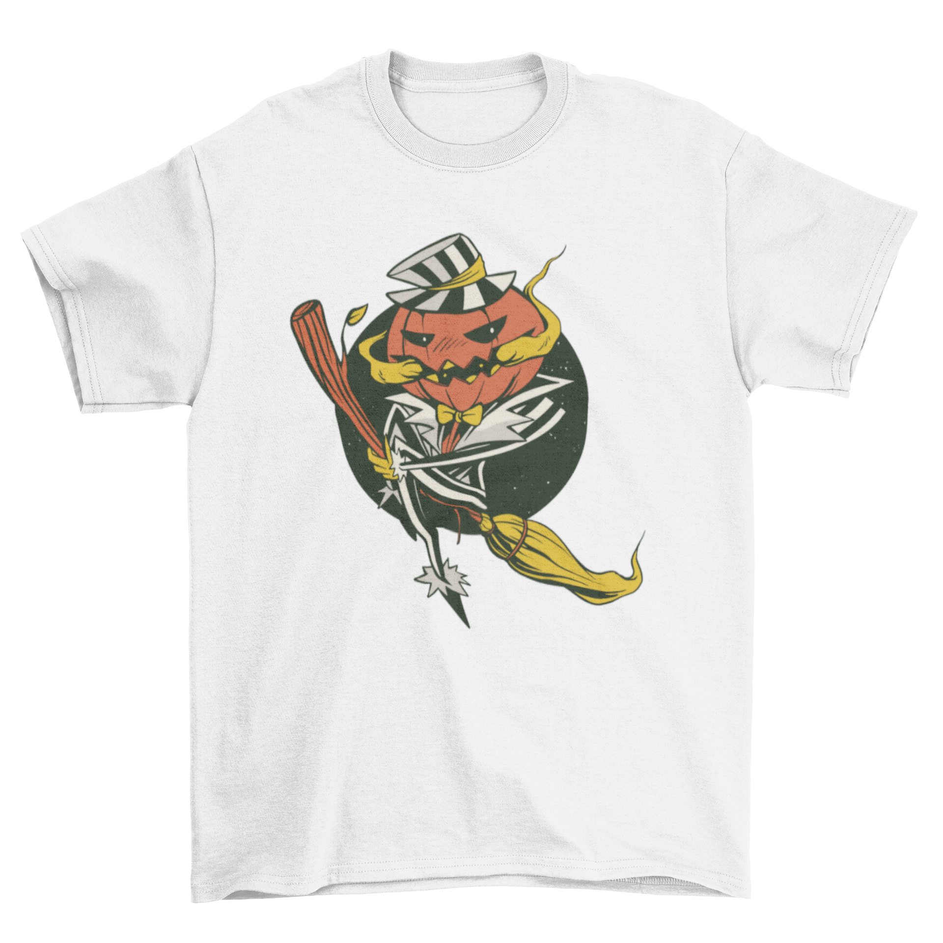 Pumpkin broom halloween t-shirt