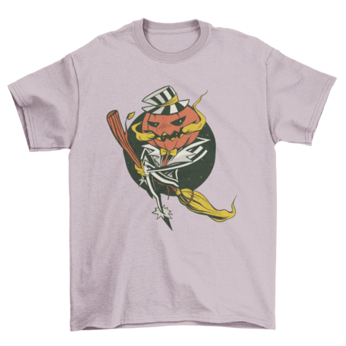 Pumpkin broom halloween t-shirt
