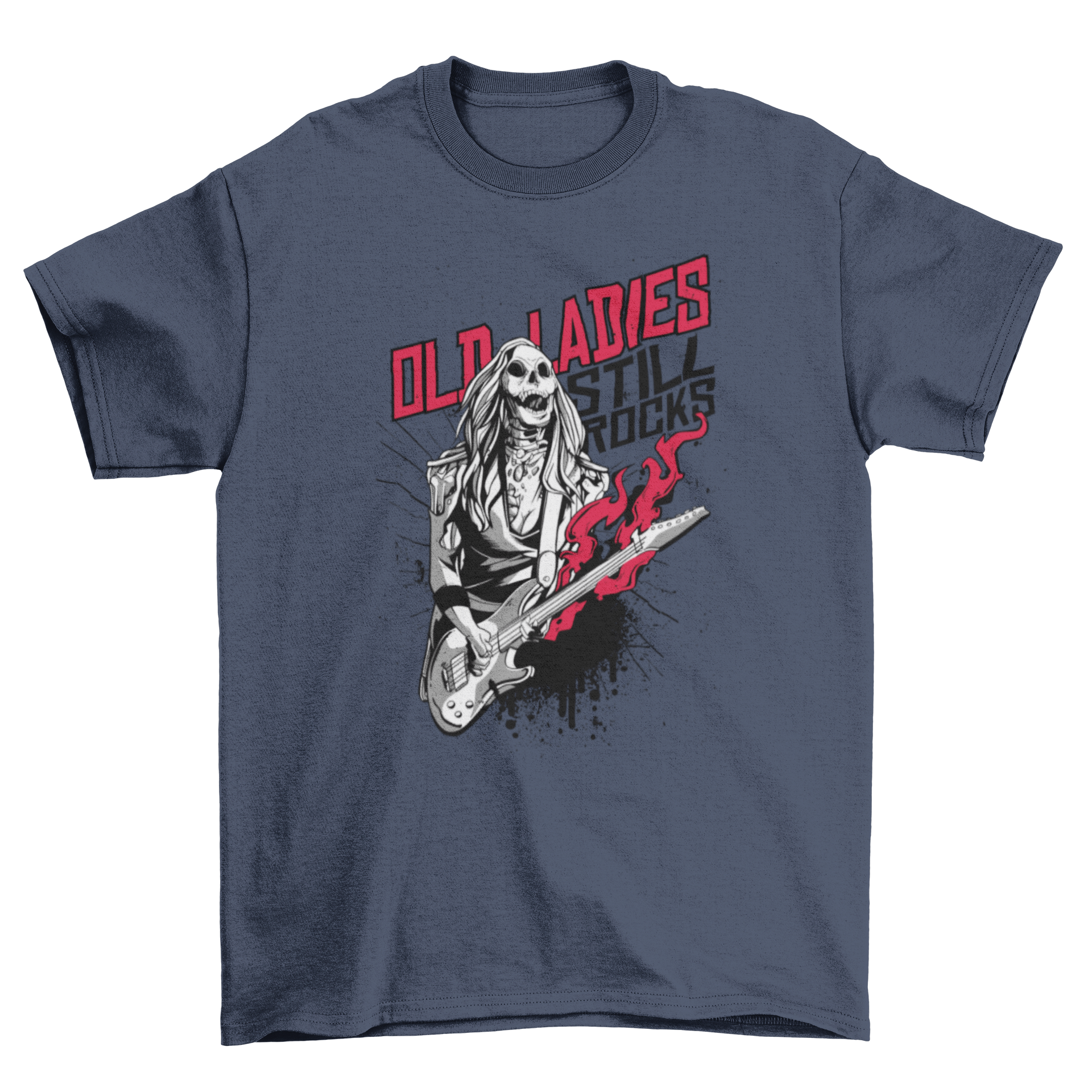 Old Lady Zombie Rocker T-shirt Design