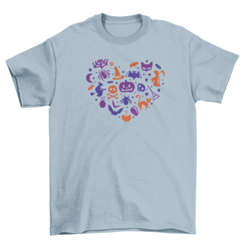 Halloween pumpkin spider heart October 31st icon holiday t-shirt