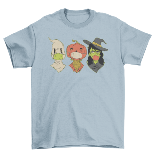 Halloween creatures face mask t-shirt