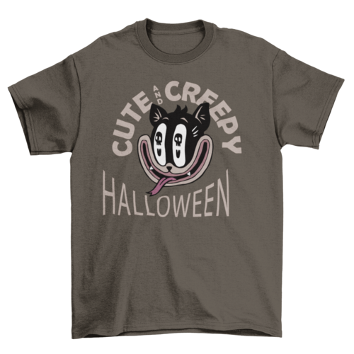 Halloween black cat retro cartoon t-shirt