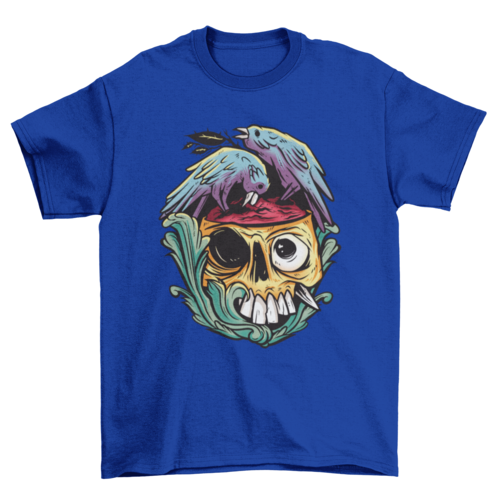 Scary Crow birds eating zombie t-shirt