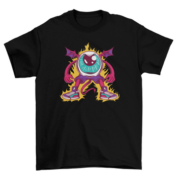 Devil giant eye creature with giant halloween t-shirt