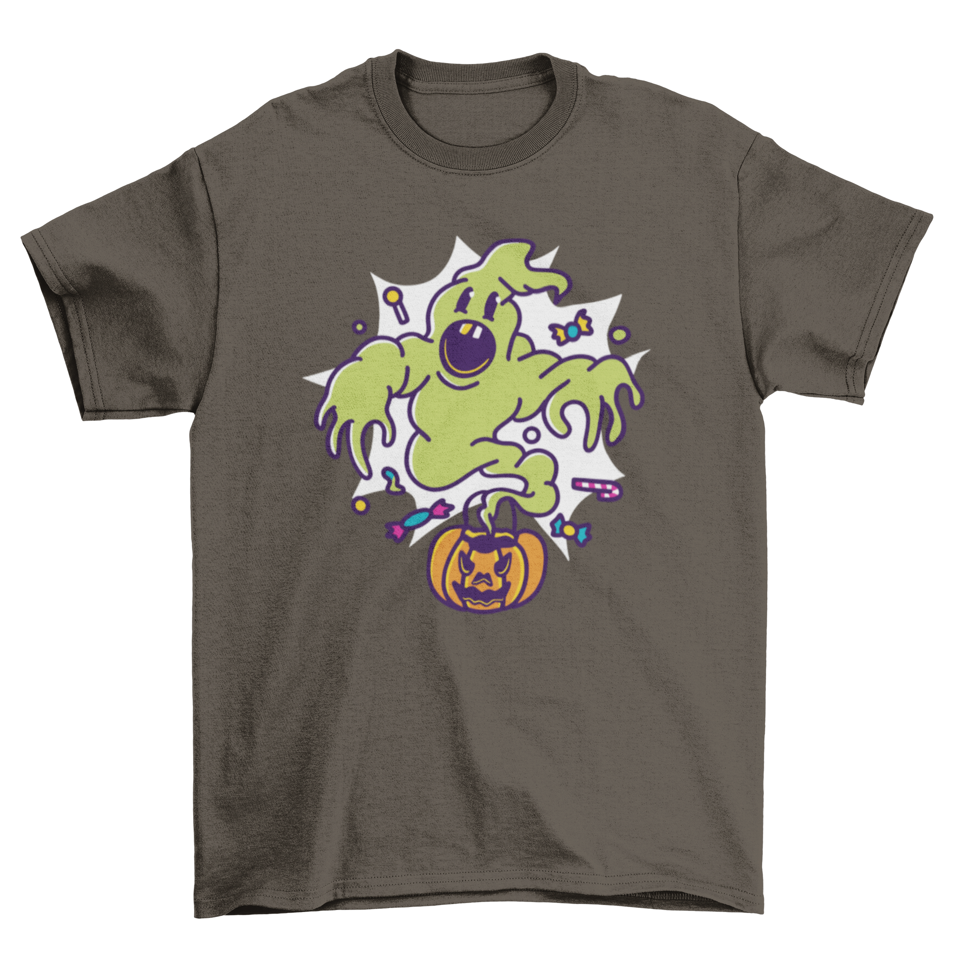 Cartoon ghost pumpkin halloween t-shirt