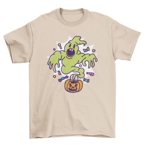 Cartoon ghost pumpkin halloween t-shirt