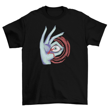 Eye in hand halloween t-shirt