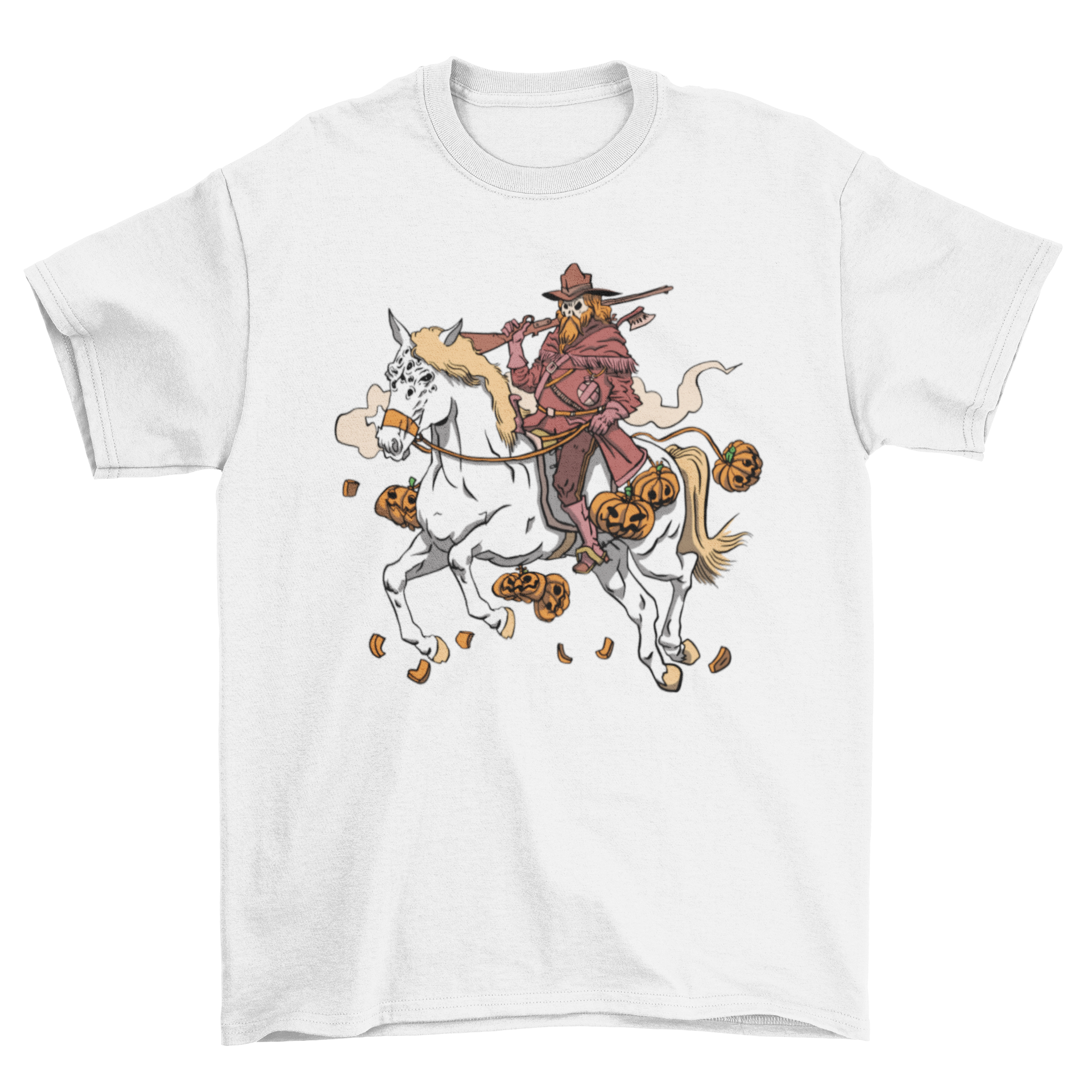 Halloween pumpkin hunter with horse t-shirt