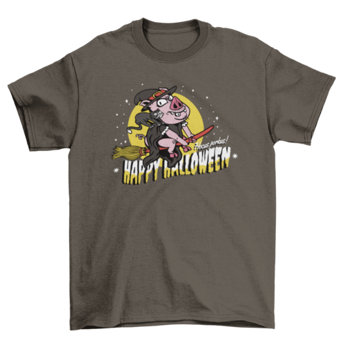 Scary Witch pig cartoon Halloween t-shirt