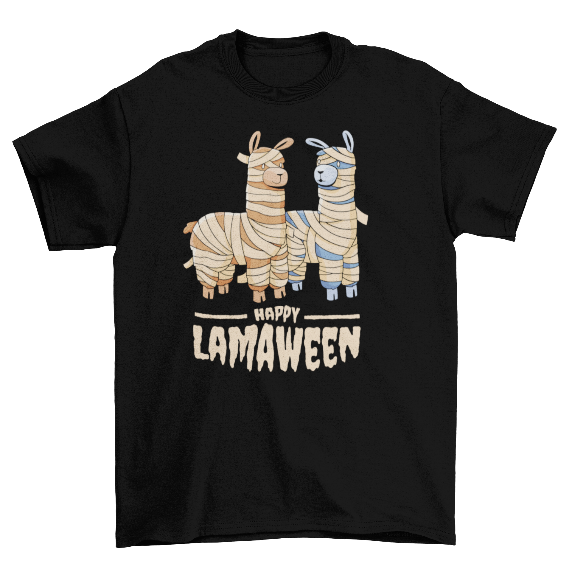 Halloween cartoon llamas t-shirt
