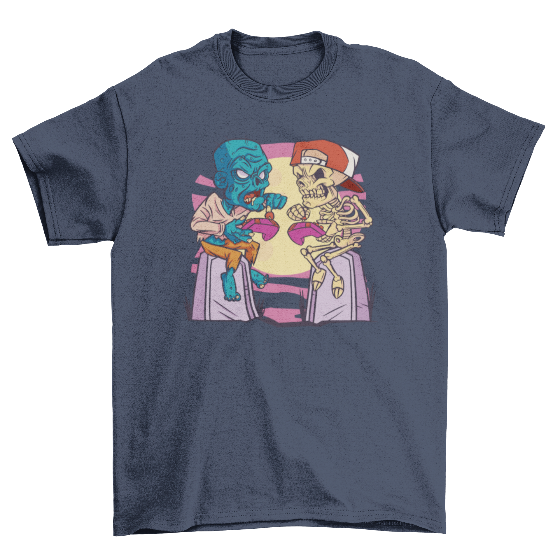 Skull and zombie gamer halloween t-shirt