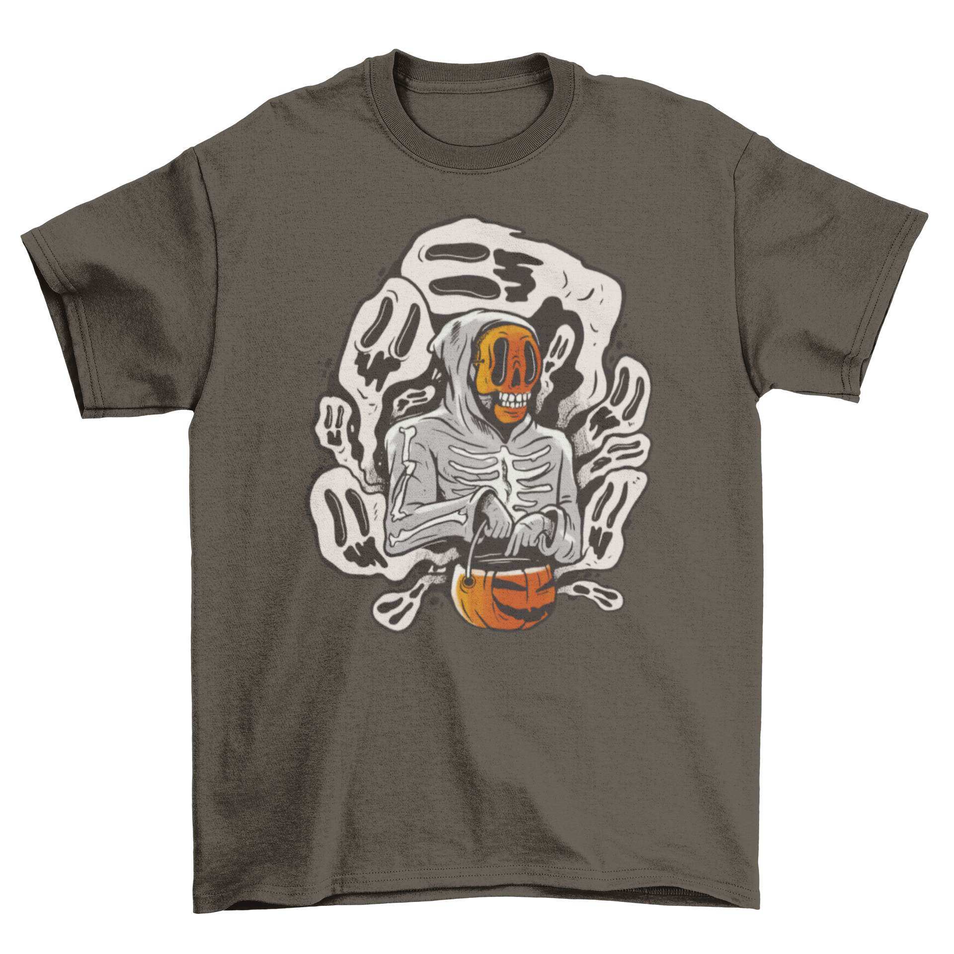 Halloween skeleton and ghosts t-shirt