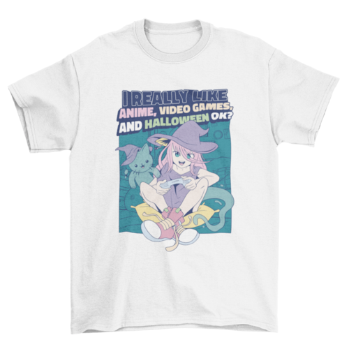 Halloween anime girl t-shirt design