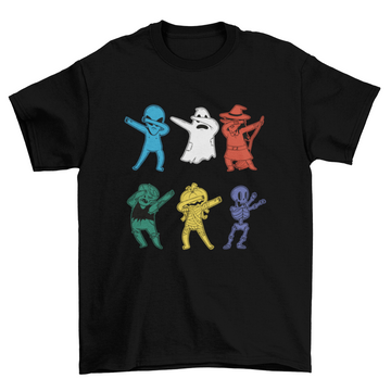 Halloween monsters dabbing t-shirt design