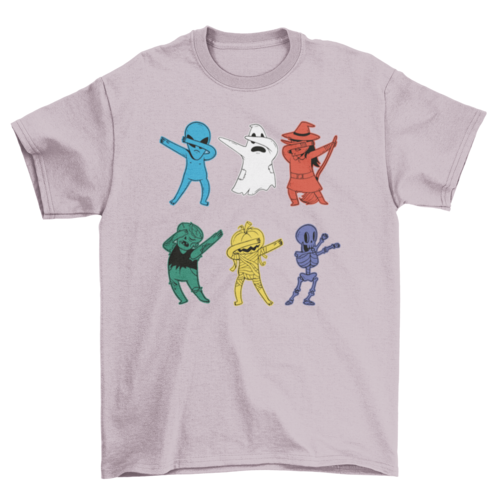 Halloween monsters dabbing t-shirt design