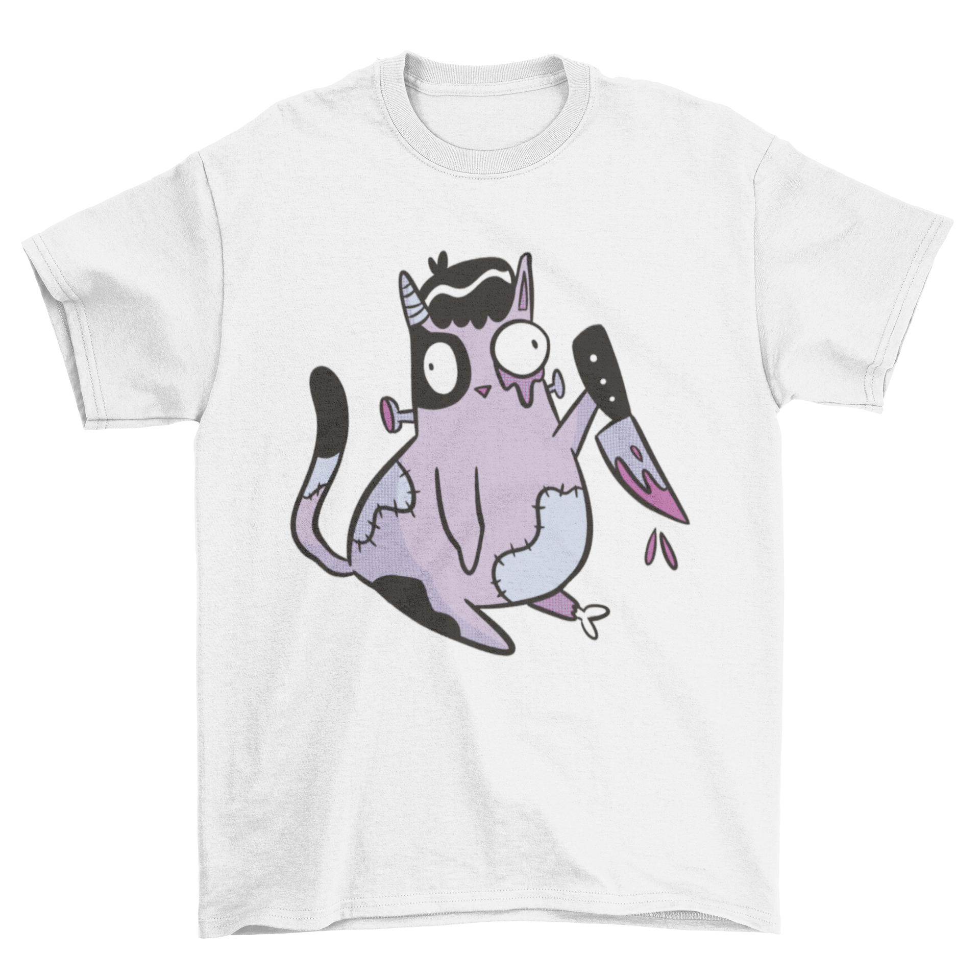 Spooky zombie cat t-shirt design