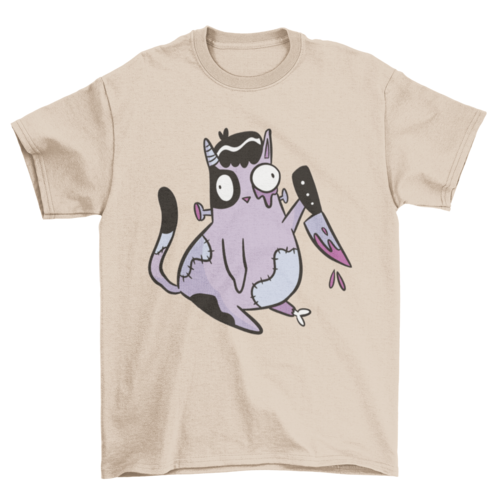 Spooky zombie cat t-shirt design