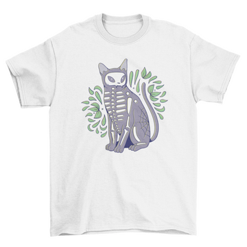 Cat skeleton halloween t-shirt