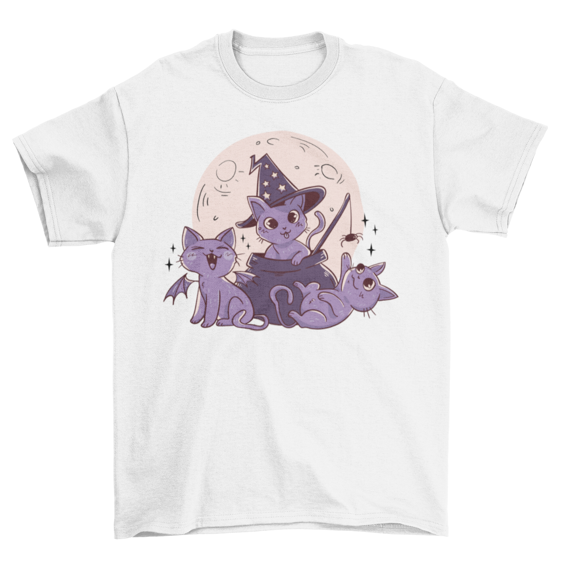 Halloween cute cats and moon t-shirt