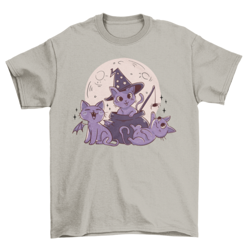 Halloween cute cats and moon t-shirt