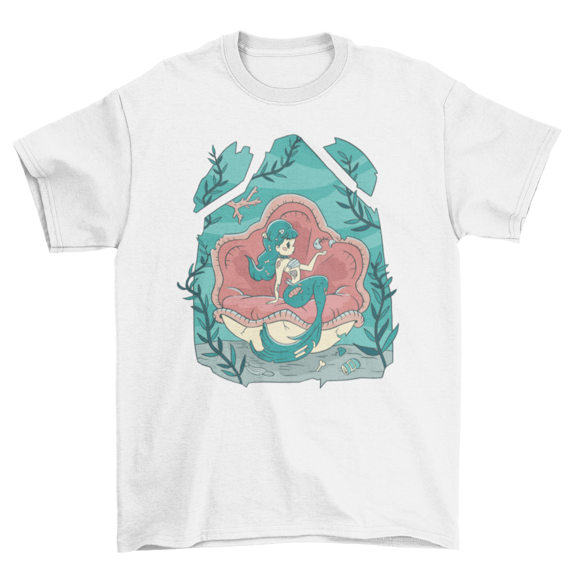 Creepy halloween mermaid t-shirt