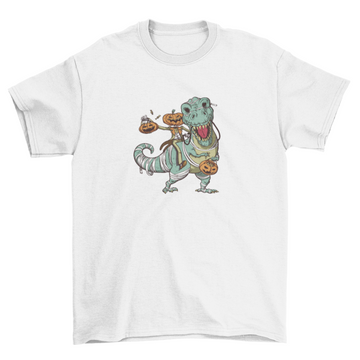 Halloween Jack O' Lantern and t-rex t-shirt