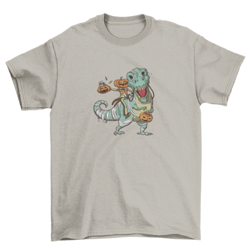 Halloween Jack O' Lantern and t-rex t-shirt