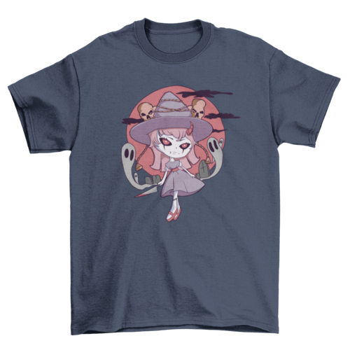 Creepy witch doll halloween t-shirt design