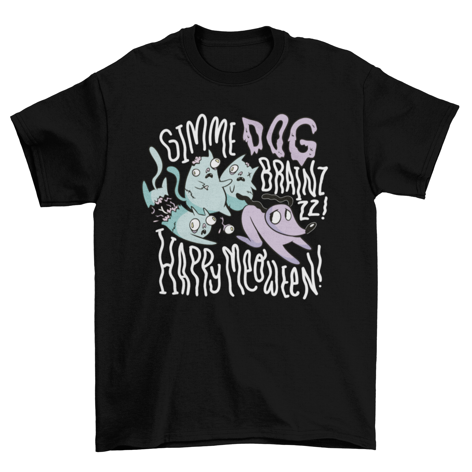 Halloween zombie cats t-shirt