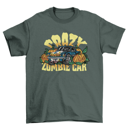 Halloween zombie car t-shirt