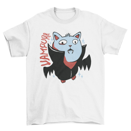Vampire cat animal halloween t-shirt