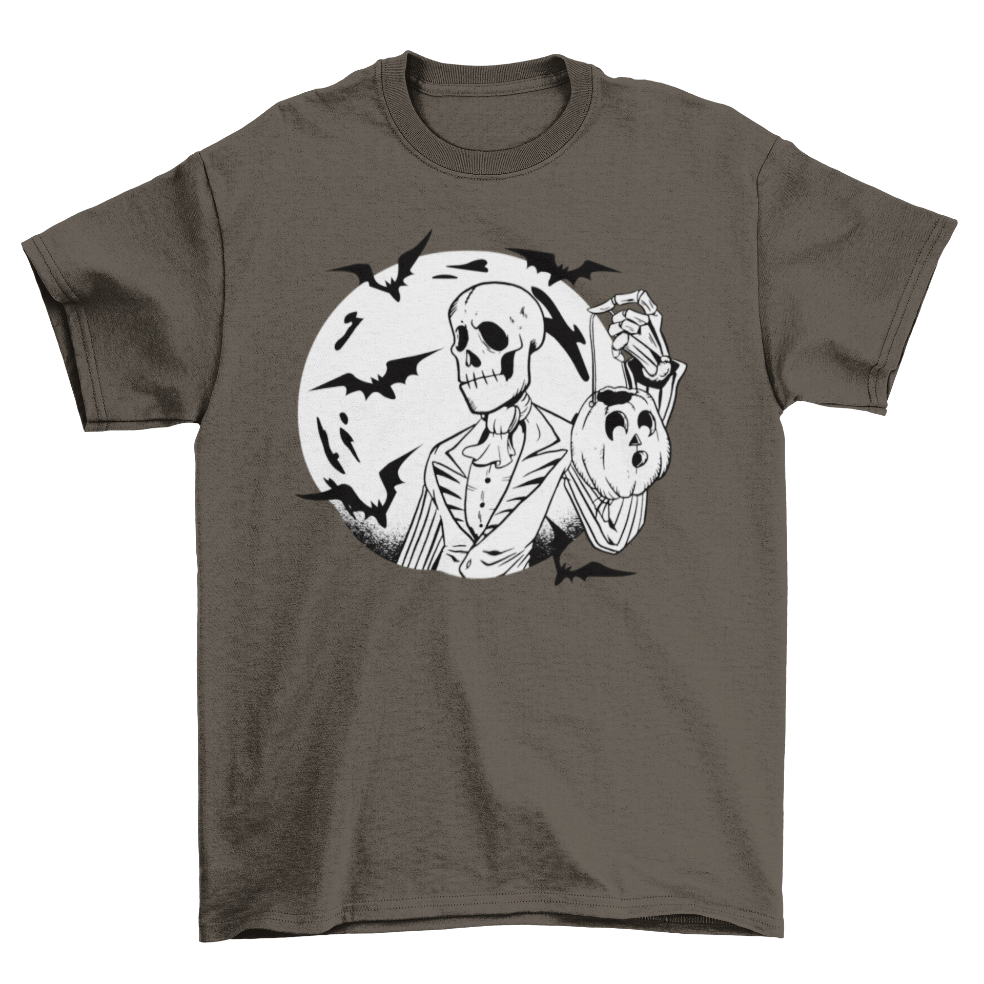 Black and white Halloween skull t-shirt