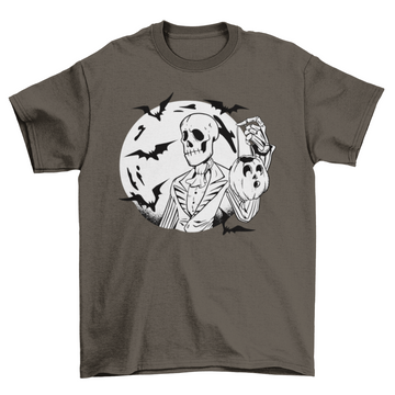 Black and white Halloween skull t-shirt