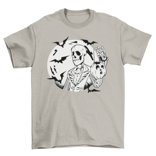 Black and white Halloween skull t-shirt