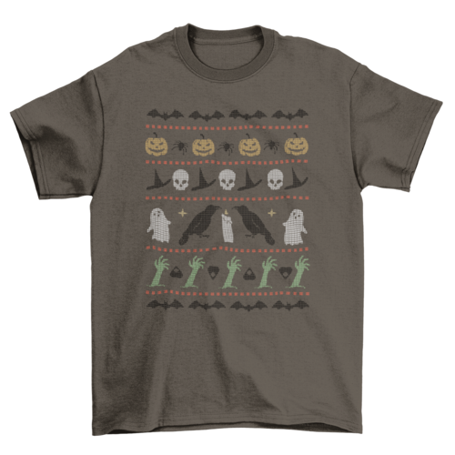 Halloween spooky ugly sweater t-shirt
