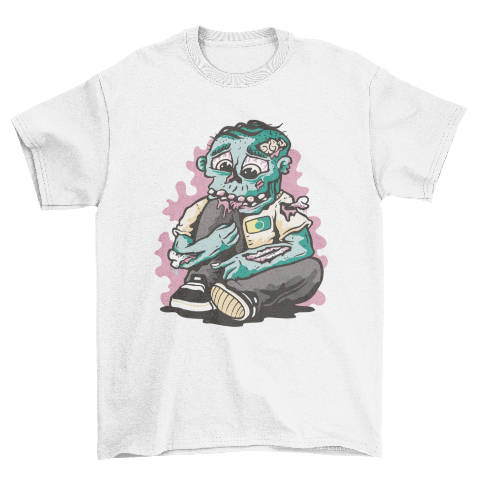 Scary Creepy Monster Cartoon zombie eating Knee Halloween t-shirt