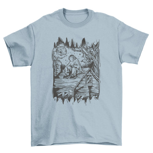 Ghost sitting on roof halloween t-shirt