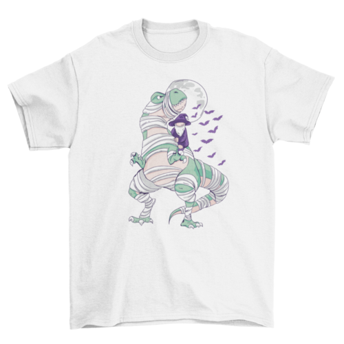 Halloween t-rex mumy and wizard t-shirt