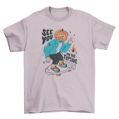 Halloween pumpkin skateboard t-shirt