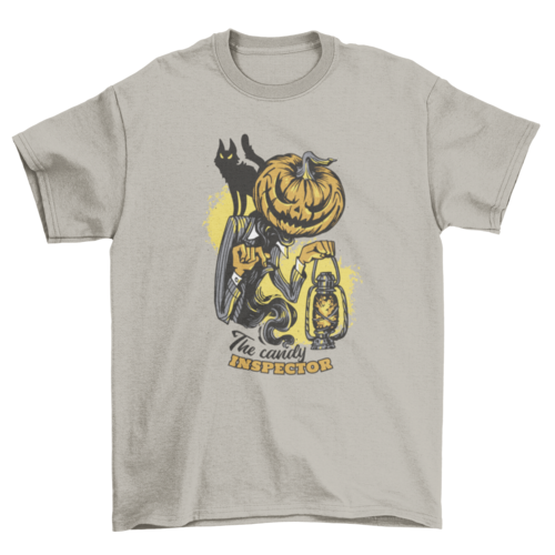 Candy inspector creepy Halloween pumpkin t-shirt