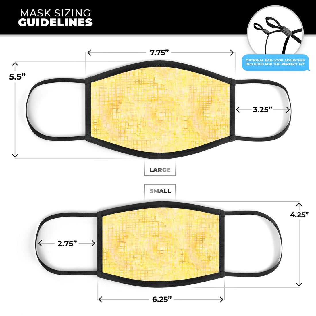 Yellow Watercolor Cross Hatch - Made in USA Mouth Cover Unisex