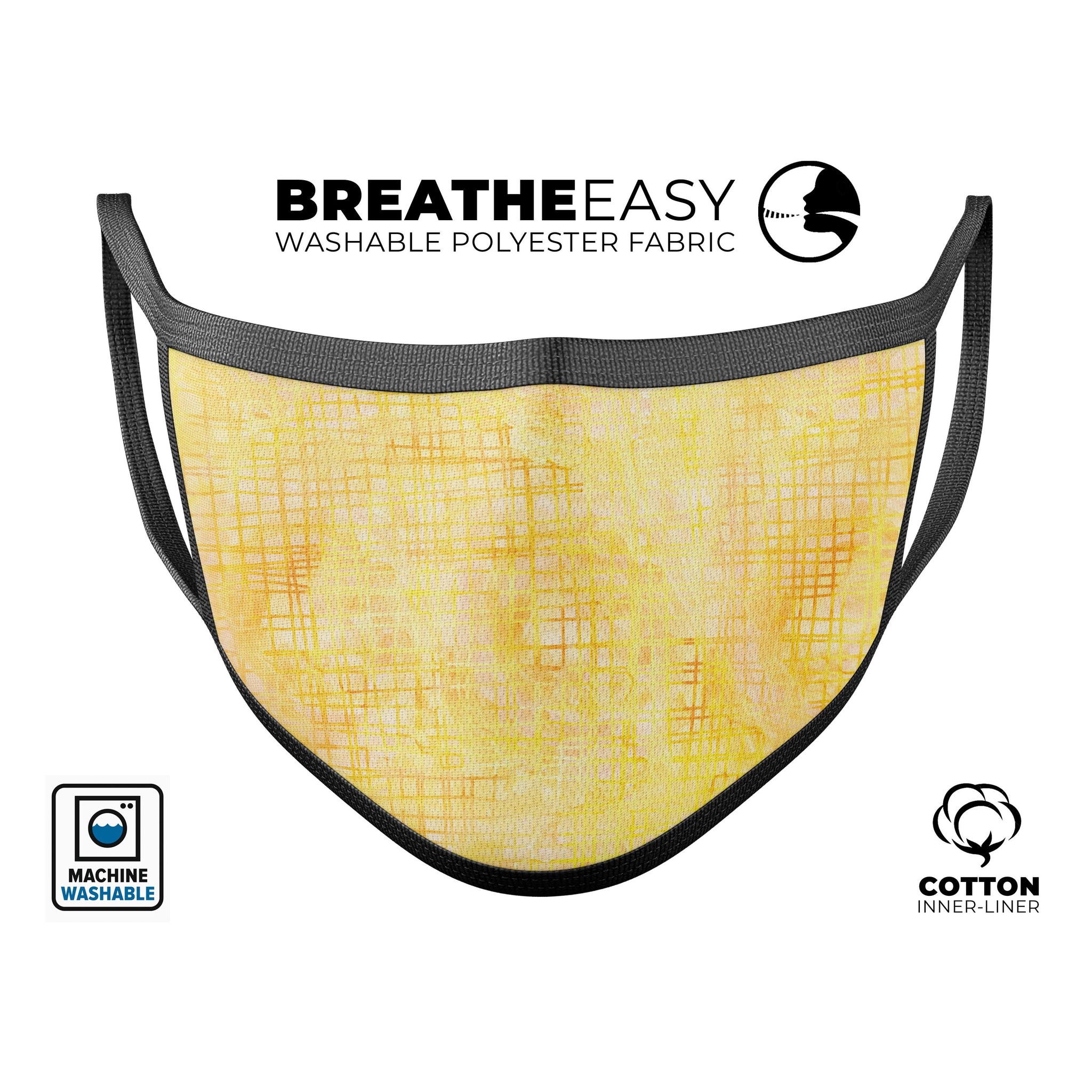 Yellow Watercolor Cross Hatch - Made in USA Mouth Cover Unisex