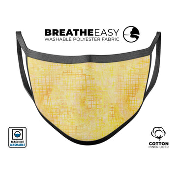 Yellow Watercolor Cross Hatch - Made in USA Mouth Cover Unisex