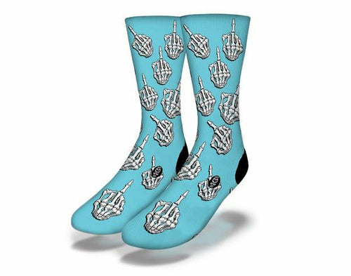 BIRDS & BONES (Blue) Funny Halloween Socks