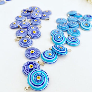 Handmade Murano Bead, Blue Evil Eye Charm, Glass Evil Eye Pendant