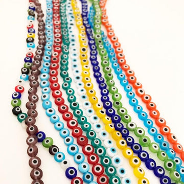 6mm to 12mm Evil Eye Glass Beads, Flat Evil Eye Beads, Evil Eye
