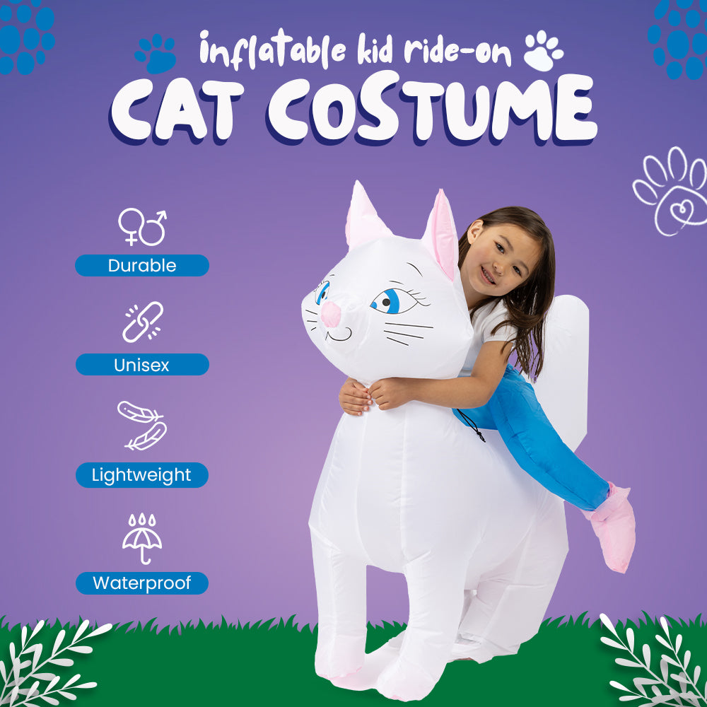 Inflatable Kid Ride-On Cat Costume Halloween Cosplay Dress-Up